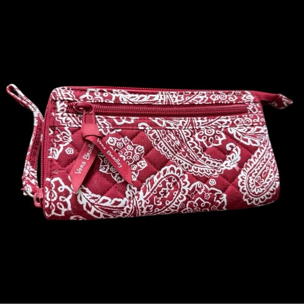 Collegiate RFID Front Zip Wristlet - Vera Bradley - Cardinal White Bandana